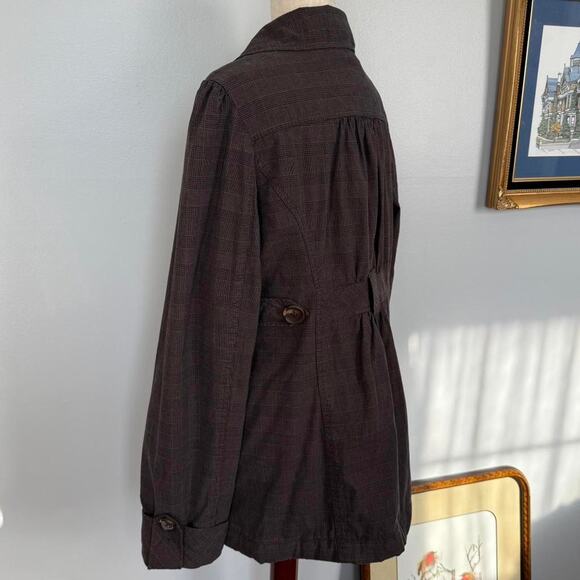 Vtg Aeropostale y2k brown plaid double-breasted jacket with pockets - Picture 4 of 6